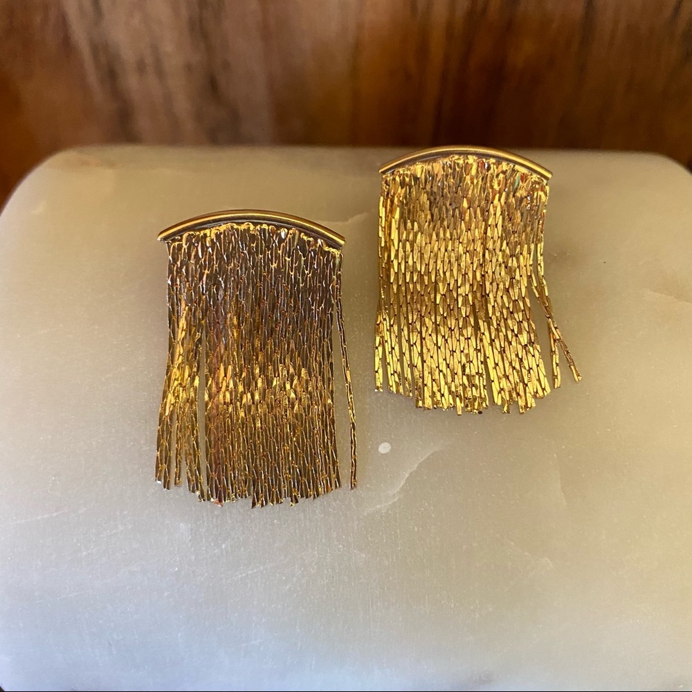 A  New Day Gold Waterfall Chain Herringbone Fringe Earrings NWT - Picture 8 of 12